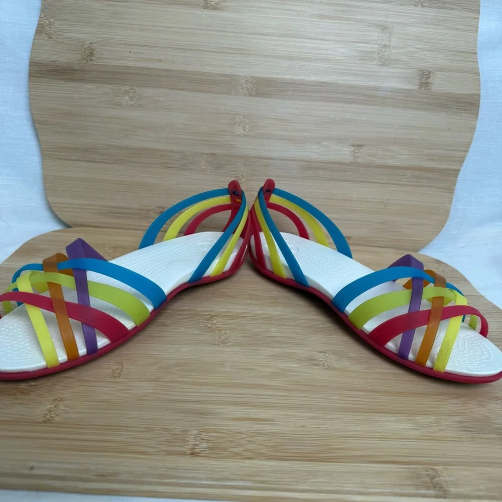 Crocs Isabella Rainbow Huarache Flat Jelly Sandal Women Size 7 Slip On - Picture 8 of 12